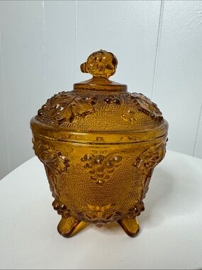 Small grape dish jar with lid vintage